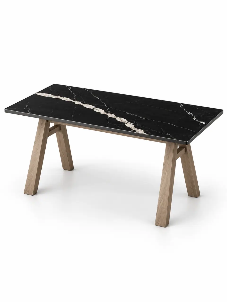 Black Marble Trestle Dining Table