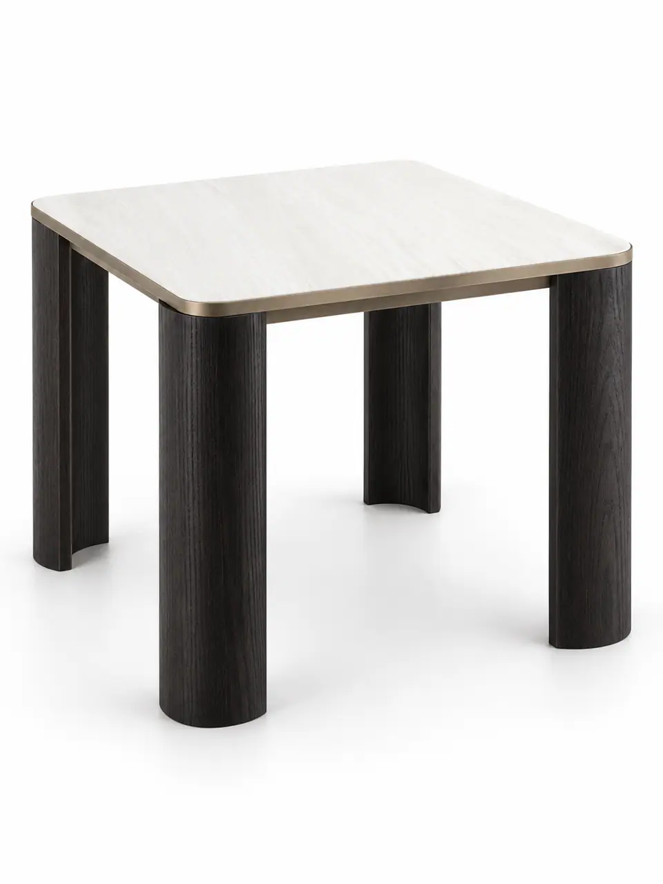 Pillar-Leg Travertine Square Table