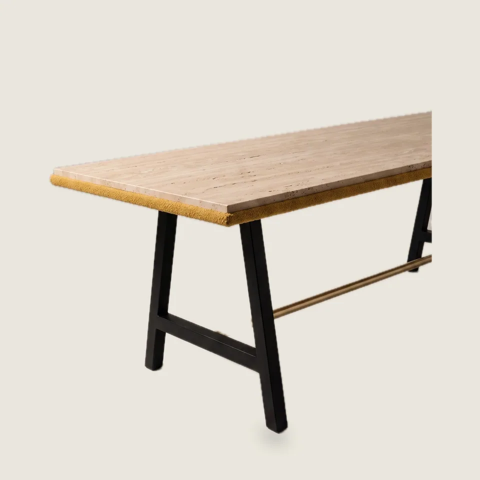 Quarry Brass-Rail Long Table