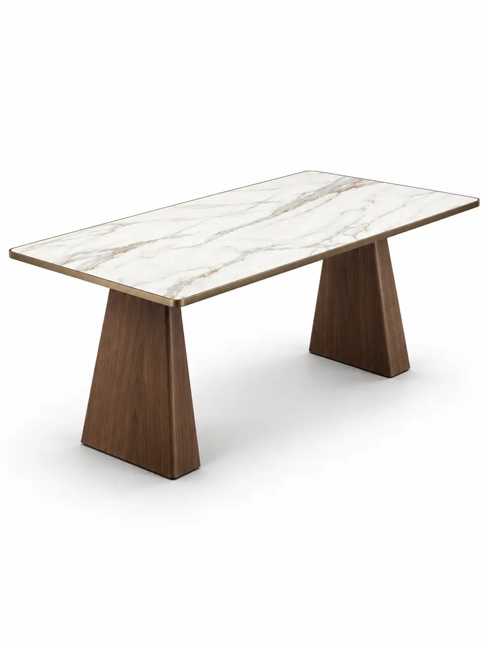 Wedge-Base Marble-Look Dining Table